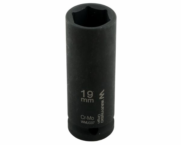 Nasadka udarowa sześciokątna długa 1/2". 19 mm. CrMo. DIN 3129. Waryński